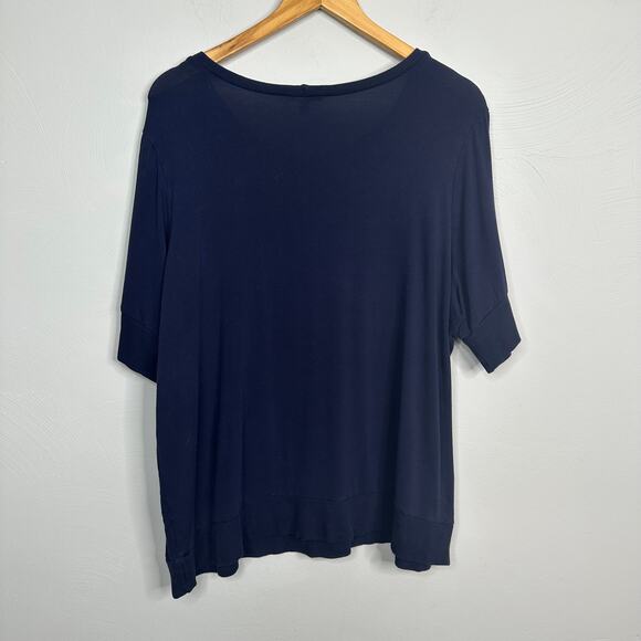 Universal Thread Aimee Liquid Jersey Rib Hem Tee Navy - Picture 7 of 8
